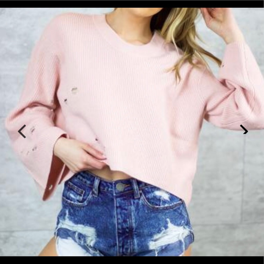 Pink Distressed Sweater - Picture 3 of 8